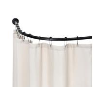 Adjustable L-Shaped Shower Curtain Rod, Stainless Steel, No Drill, Corner Pole for Bathtub, Expands 60-80cm x 80-120cm, Black, Ideal for Clothing Stores and Space-Saving.