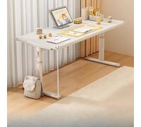 Adjustable L-Shaped Standing Desk 15MM Thick Wood Smooth Edges Ideal for Home Office Gaming Bedroom Corner Storage - Modern White Computer Table