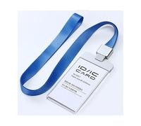 Adjustable Lanyards ID Card Badge Holder, 2pcs Cases Transparent Acrylic Clear Ic Lanyard Attached Al Alloy Connector Covers Gift(Blu,V)