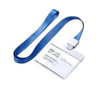 Adjustable Lanyards ID Card Badge Holder, 2pcs Cases Transparent Acrylic Clear Ic Lanyard Attached Al Alloy Connector Covers Gift(Blu,H)