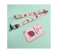 Adjustable Lanyards ID Card Badge Holder, holder4pcs Cases Green Avocado Pattern Work Company Staff Employees Lanyard Bus Pass Access Covers(Strawberry)