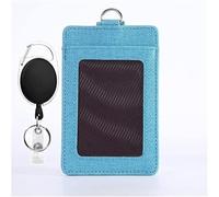 Adjustable Lanyards ID Card Badge Holder, holder5pcs Cases Retractable Pu Leather Wallets Bus Pass Case Cover Transparent Men Women Bank(Blu)