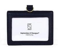 Adjustable Lanyards ID Card Badge Holder, holderID Cases Office Work Genuine Leather Lanyard Retractable Student Bus Retro Tag Wallets Covers(Blu,Lanyard)