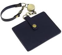 Adjustable Lanyards ID Card Badge Holder, holderID Cases Office Work Genuine Leather Lanyard Retractable Student Bus Retro Tag Wallets Covers(Blu,Pull)