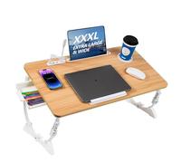 Adjustable Laptop Bed Desk with 4 USB Ports, Storage Drawer, Cup Holder, X-Large Foldable Bed Laptop Table Stand for Couch Sofa Floor, Portable Lap Desk Tray for Eating Reading Working Drawing Gaming