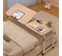 Adjustable Laptop Bed Tray with Wheels, Mobile Workstation for Eating, Working, Reading, 5-Level Height Adjustment