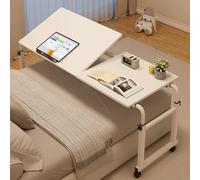 Adjustable Laptop Bed Tray with Wheels, Mobile Workstation for Eating, Working, Reading, 5-Level Height Adjustment