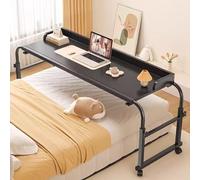 Adjustable Laptop Cart Over Bed Desk with Wheels Mobile Overbed Table for Com ter Rolling Medical Table with Adjustable Height Food Tray Desk Standing Over Bed Table King Size Wood Color (Black )