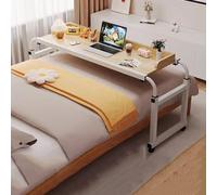 Adjustable Laptop Cart Over Bed Desk with Wheels Mobile Overbed Table for Com ter Rolling Medical Table with Adjustable Height Food Tray Desk Standing Over Bed Table King Size Wood Color (Wood )