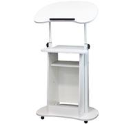 Adjustable Laptop Cart with Storage - Sit-to-Stand Rolling Medical Cart and Lectern Podium Stand
