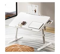 Adjustable Laptop Desk withPort Portable Bed Table Height Adjustable & Angle Adjustable Easy Storage Upgraded Lap Desk for Home & Office (White Drawer)