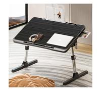 Adjustable Laptop Desk withPort Portable Bed Table Upgraded Height & Angle Adjustable Lap Desk Space-Saving Design for Home & Office (Black/Silver)