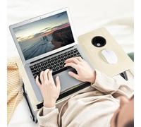 Adjustable Laptop & Reading Table for Bed - 55x32x25cm Foldable Desk with Cup Holder & Non-Slip Surface, Engineered Wood & Aluminium Stand for Working/Eating (Height Adjustable) (Natural)