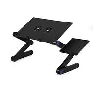 Adjustable Laptop Stand with Cooling Fan and 360-Degree Rotatable Legs - Foldable Notebook Riser for 17 Inch Laptops, Portable Computer Desk for Home Office (Black)