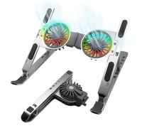 Adjustable Laptop Stand with Cooling Fan, Portable Foldable Laptop Holder, Ergonomic Multi-Angle Laptop Riser for Desk, Compatible with MacBook Pro/Air, Dell, HP, Lenovo, Samsung, 10-17 Inch Notebooks