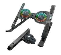 Adjustable Laptop Stand with Cooling Fan, Portable Foldable Laptop Holder, Ergonomic Multi-Angle Laptop Riser for Desk, Compatible with MacBook Pro/Air, Dell, HP, Lenovo, Samsung, 10-17 Inch Notebooks
