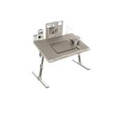 Adjustable Laptop Table, Portable Folding Standing Desk with Drawer for Sofa, Compact Design, Space-Saving, Grey Clip Style, Perfect for Home Office & Gaming