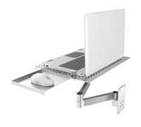Adjustable Laptop Wall Mount with Mouse Tray and Vented Cooling for Office Workstation Support