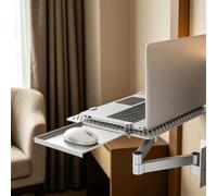 Adjustable Laptop Wall Mount With Pull Out Mouse Tray, Ventilated Cooling Notebook Platform, Full Motion Swivel Arm Holds Max 8KG
