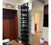 Adjustable Large Capacity Shoe Rack with 14 Tiers Pull-Out Drawer for 5-18 Pairs Narrow Design with Upper & Lower Slide Rails 43cm Depth - Space-Saving