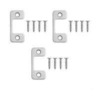 Adjustable Large Hole Strike Plate for Exterior Doors, Stainless Steel Door Lock Latch Plate Compatible with Deadbolts and Electronic Locks, Reinforces Home(3-Silver&Screws)