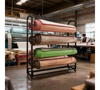 Adjustable Large Textile Fabric Display Rack Cart with Brakeable Wheels, Movable Organizer for Vinyl, Car Wraps, Tablecloths - 175cm, 8 Rods