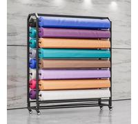 Adjustable Large Textile Storage Rack Cart with Brakeable Wheels & Hanging Rods - Ideal Organizer for Vinyl Rolls, Wallpaper, Window Film, and Car Color Change Film (8 Rods, H210cm-W13)