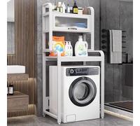 Adjustable Laundry Storage Rack - Foldable Storage Cabinet with Tempered Glass for Washer and Dryer, Space-Saving Organizer, Modern Design
