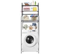 Adjustable Laundry Storage Shelf, Multifunctional Freestanding Bathroom Organizer, Over Washer Toilet Rack, Grey Washing Machine Cabinet for Space-Saving Solutions