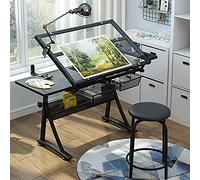 Adjustable le Ding Table Tilting Drafting Desk with Sto Space for Artists Crafts Home Office Creative Worpace Art Projects