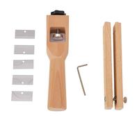 Adjustable Leather Belt Cutter, Leather Strap Cutting Tool with 5 Blades, 7-10cm Adjustable Distance for Precise Cutting, Beech Wood Handle Stainless Steel Blades for Crafting Be