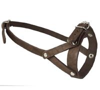 Adjustable Leather Loop Bite Bark Control Easy Fit Muzzle Brown. Fits 10.5"-12.5" Snout.