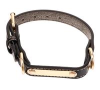 Adjustable Leather PET Collar with Engraving for Puppies and Kittens | Black, Reusable and Breathable Design, Stylish Delicate Look for Birthdays, Photos and DIY Tag Use