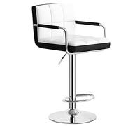 Adjustable Leather Swivel Bar Stools - Counter Height Kitchen Chairs with Back & Armrests Modern Breakfast Bar Seating White A - Perfect for Dining & Home Bars