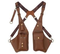 Adjustable Leather Underarm Shoulder Bag with Multiple Pockets, Double Shoulder Armpit Bag for Men, Secure Carry for Daily Use, Work, Travel, Brown