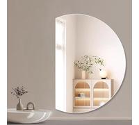 Adjustable LED Bathroom Vanity Mirror Full-Length Wall-Mounted Half-Circle Color Temperature & Brightness Control 3 Color Options (Left Cut 35x24 inch)