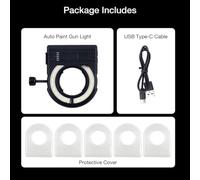 Adjustable LED Fill Light with 5 Colour Temperature Modes 2700K-6500K for Spray Painting Tools 0.95-1.65 Inch Nozzles USB-C Rechargeable Car and Garage Use Black