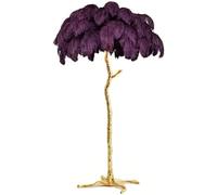 Adjustable LED Floor Lamp with Natural Ostrich Feather Tripod Stylish Modern Home & Office Decor Perfect Reading Light for Living Room 120 x 80 cm Elegant Purple Design