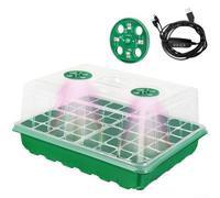 Adjustable LED Plant Propagation Box with Timer, Thickened Plastic shoot Tray with Ventilation Holes for Indoor Gardening and Greenhouse Use(48-hole Green)