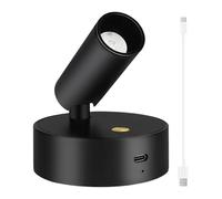 Adjustable LED Spotlight with 3 Color Temperatures, Portable and Rechargeable, Ideal for Home Use Rechargeable Battery Powered Wireless Upward Light Indoor Picture With Timer (Black, One Size)