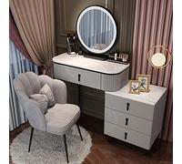 Adjustable LED Vanity Set with 3 Color Mirror Padded Stool & Makeup DeskStylish Makeup Table for Bedroom or Studio Perfect Dressing Table Ensemble