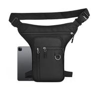 Adjustable Leg Storage Bag 31 x 18 x 2 cm Wide Capacity Waist Bags for Men and Women, Polyester + PU, Resistance and Multiple Pockets, for Keys Waterproof Gloves and Mobile Stand, Black, Consulte la