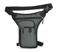 Adjustable Leg Storage Bag 31 x 18 x 2 cm Wide Capacity Waist Bags for Men and Women, Polyester + PU, Resistance and Multiple Pockets, for Keys Waterproof Gloves and Mobile Stand, gris, Consulte la