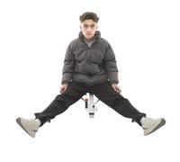 Adjustable Leg Stretcher, for Splits and Adductor Stretch 0-180° with Backrest and Suction Base, Foldable Stretching Trainer for Yoga, Dance, Gym and Home Fitness, 330lbs Capacity (Black-White)