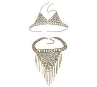Adjustable Length Crystal Rhinestone Body Chain Eye Catching Belly Skirt Body Chain Club Festival Bralette Crop Top