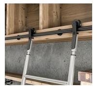 Adjustable Library Ladder Hardware Kit - Track System with Heavy-Duty Carbon Steel Rollers for Home Loft and Garage Space-Saving Storage Solutions