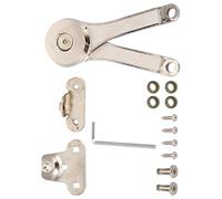 Adjustable Lid Support Hinge for Lids, 150 Degree Open | Zinc Alloy with Nickel Finish, Right or Left Mounting, Adjustable Friction Screw, Silver