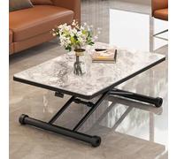 Adjustable Lift Top Coffee Table - Versatile Folding Dining Table with Sturdy Metal Legs & Wooden Surface, Height Control (Color: A, Size: 120x60x10-71cm)