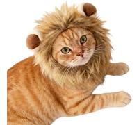 Adjustable Lion Mane Wig Pet Costume, Soft Halloween Cat Clothing with Secure Fit, Comfortable Feline Apparel for Parties, Fun Photo Sessions with Adorable Cat Costumes (Size S)