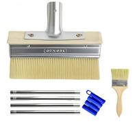 Adjustable Long Handle Silver-trimmed Decking Paint Brush Fence Brush with 1Pc Small Paint Brush, Multipurpose Deck Stain Applicator For Outdoor Floor Paints, Deck Stains And Coatings, Fences, Walls
